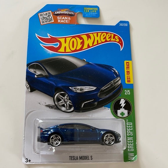 Hot Wheels blue Tesla Model S HW Gwen Speed 90 1:64 - Picture 1 of 3